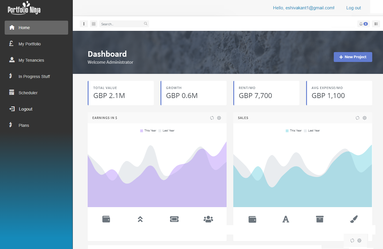 buy to let dashboard - snapshot of portfolio performance